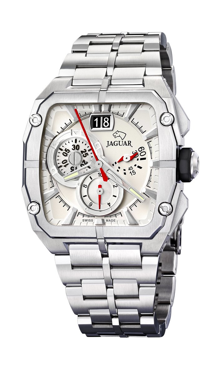 Jaguar Orologio Da Uomo Analogico J961/1 - Cassa In Acciaio E Vetro Zaffiro - Design Elegante E Resistente All'Acqua - Colore Blu Con Striscia